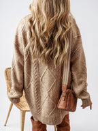 Robe Pull Tricot torsadé Oversize Col Rond - 1
