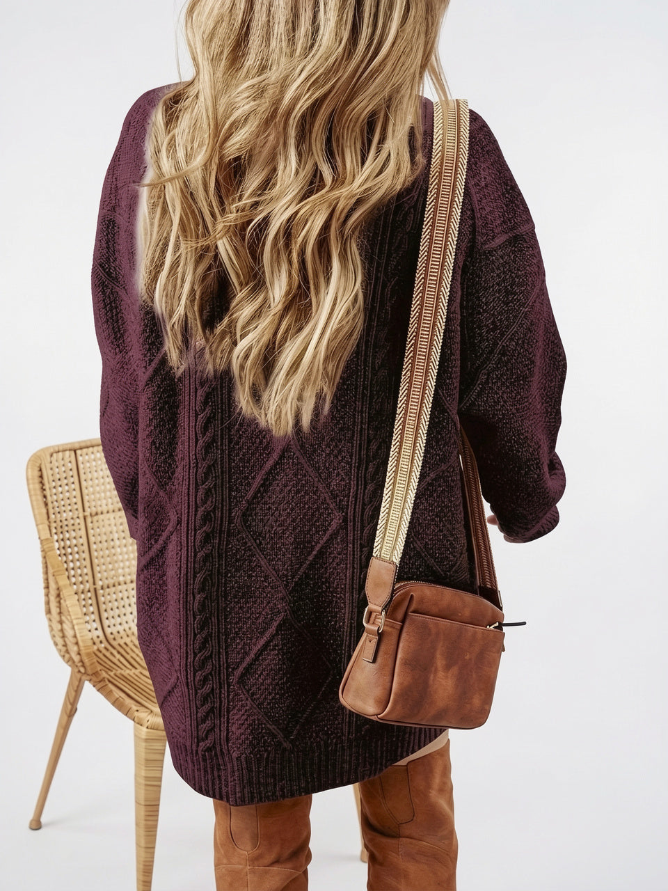 Robe Pull Tricot torsadé Oversize Col Rond - 3