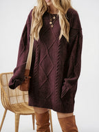 Robe Pull Tricot torsadé Oversize Col Rond - 4