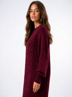 Robe Pull Tricot Torsadé Oversize Femmes Col Rond - 14