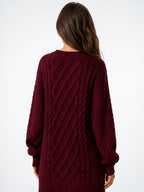 Robe Pull Tricot Torsadé Oversize Femmes Col Rond - 16