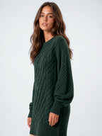 Robe Pull Tricot Torsadé Oversize Femmes Col Rond - 2