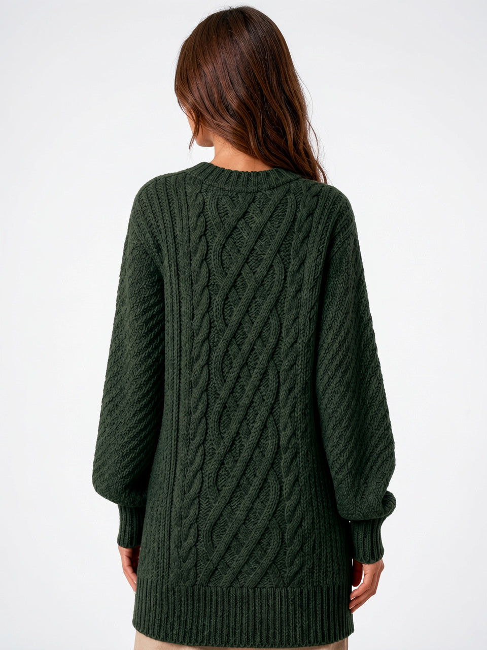Robe Pull Tricot Torsadé Oversize Femmes Col Rond - 3