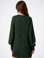 Robe Pull Tricot Torsadé Oversize Femmes Col Rond - 3