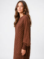 Robe Pull Tricot Torsadé Oversize Femmes Col Rond - 6