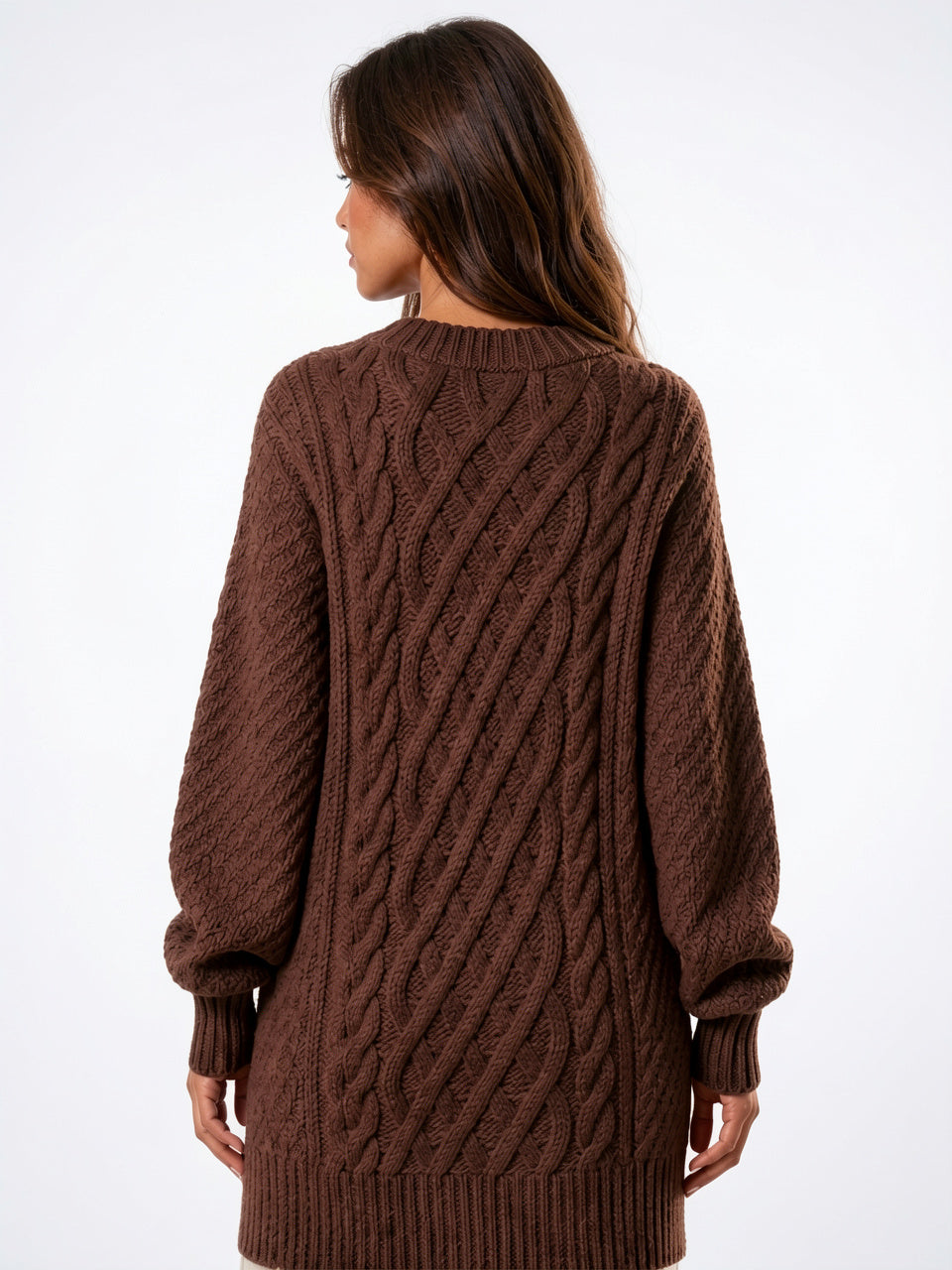 Robe Pull Tricot Torsadé Oversize Femmes Col Rond - 7