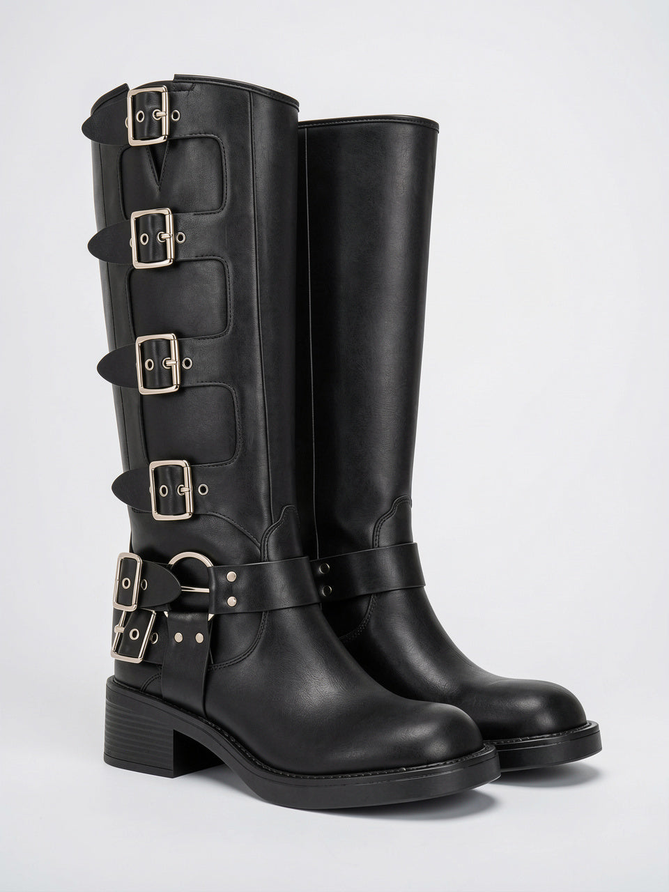 Santiags femme à boucles hautes talon épais - Noir 34