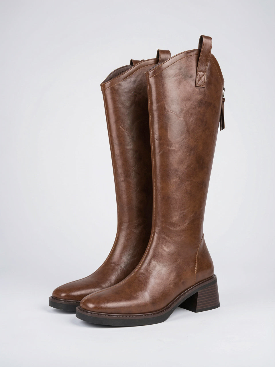 Santiags femme doublure laine aspect cuir talon stable - 3