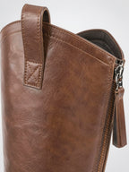 Santiags femme doublure laine aspect cuir talon stable - 5