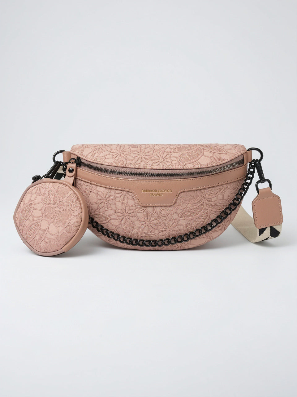 Séléna — Sac banane à bandoulière avec motif floral et porte-monnaie - Rose