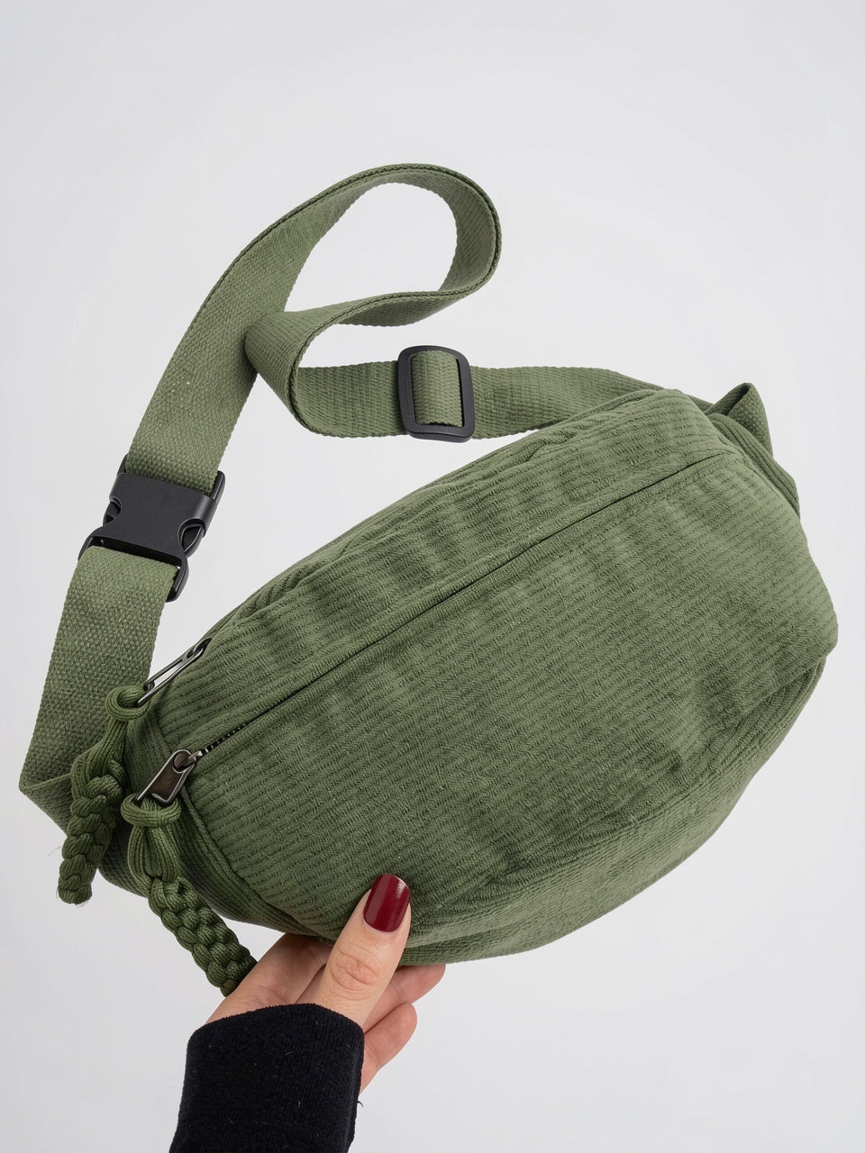 Séraphine — Sac banane vert velours - 2