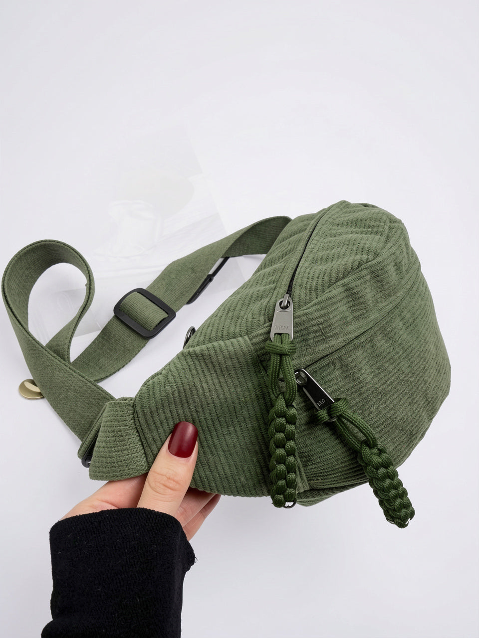 Séraphine — Sac banane vert velours - 7