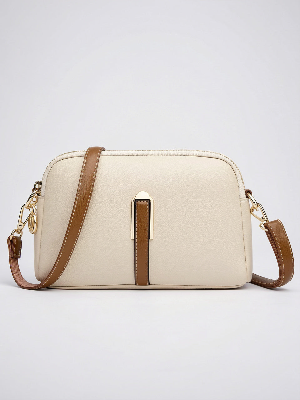 Soline — Sac à main luxe femme - Abricot Cuir Vegan