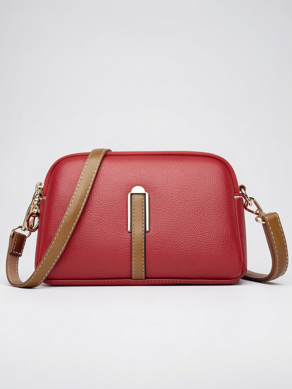 Soline — Sac à main luxe femme - Rouge Cuir Vegan
