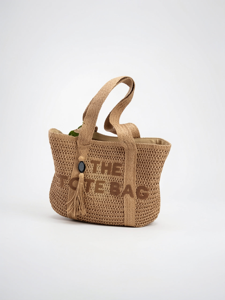 Soline — Sac en paille à main tissé - Marron