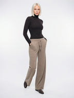 Sweats Cachemire Laine Taille Haute Coupe Large - Camel XS
