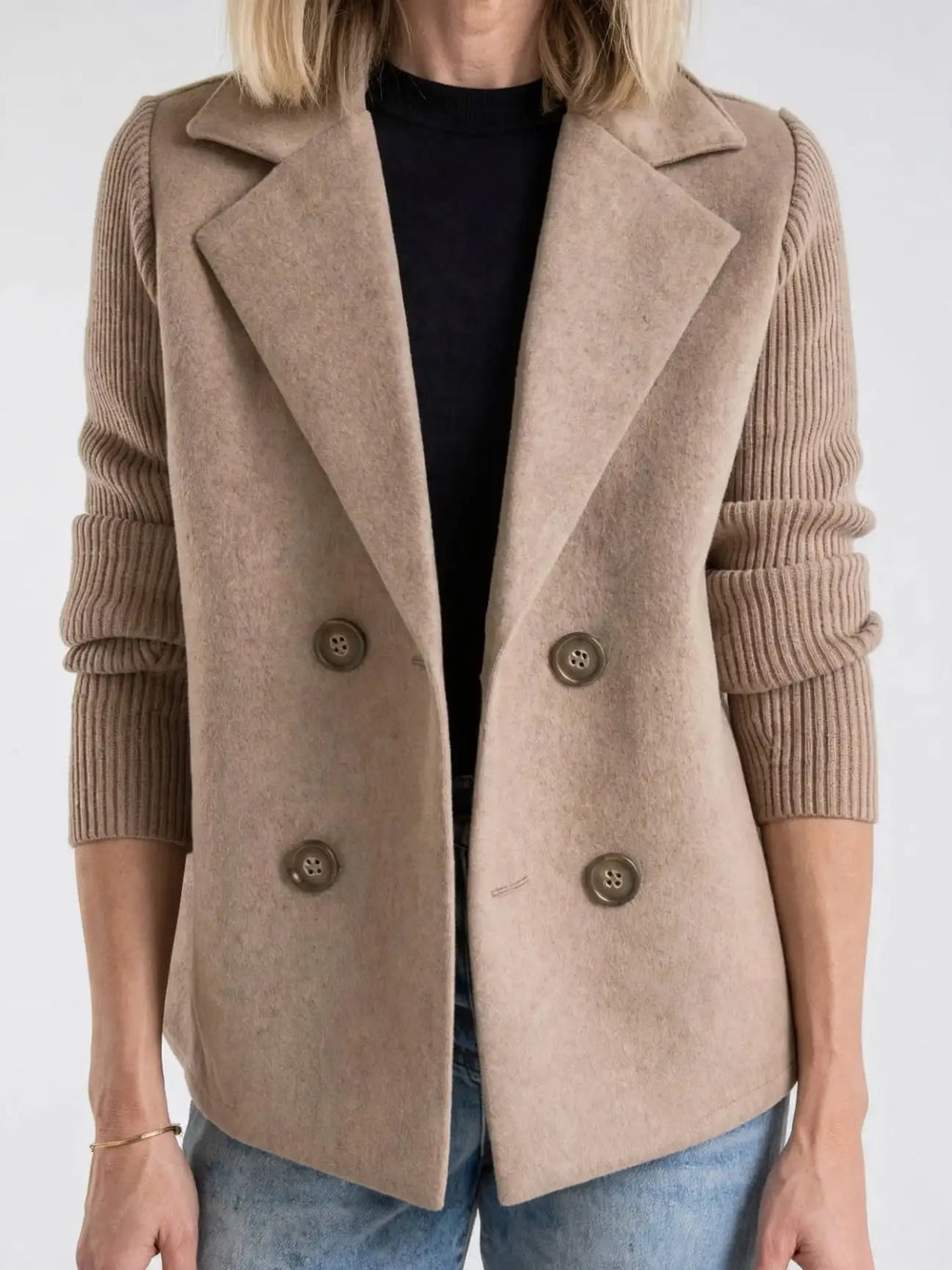 Manteau femme manches patchwork décontracté poches coton