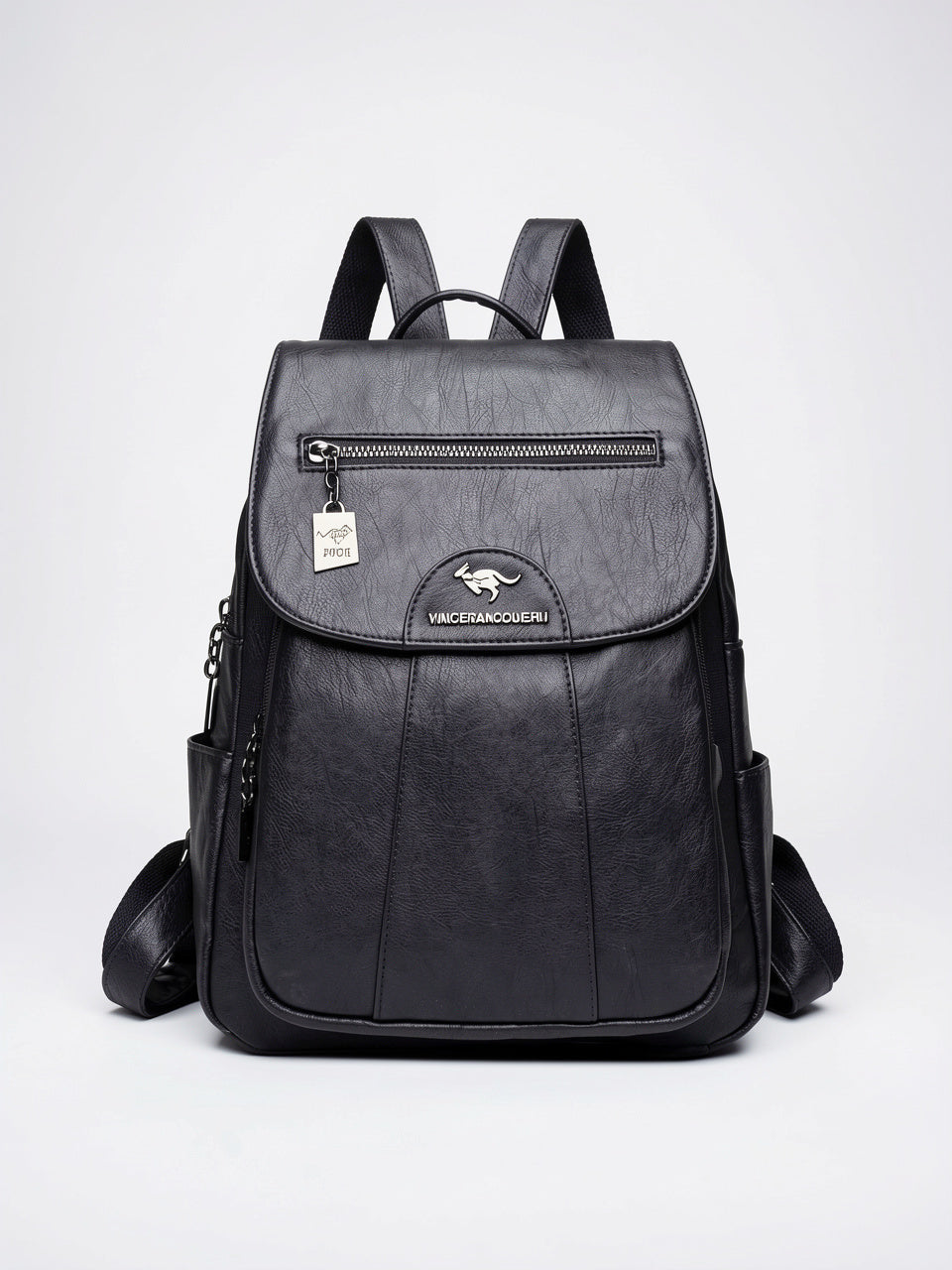 Théodora — Sac à dos femme cuir - Bleu Cuir PU