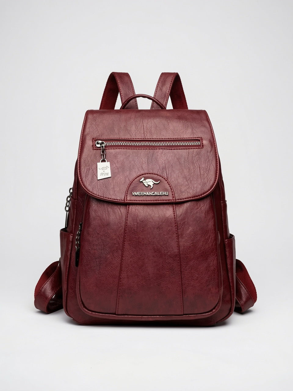 Théodora — Sac à dos femme cuir - Rouge Cuir PU