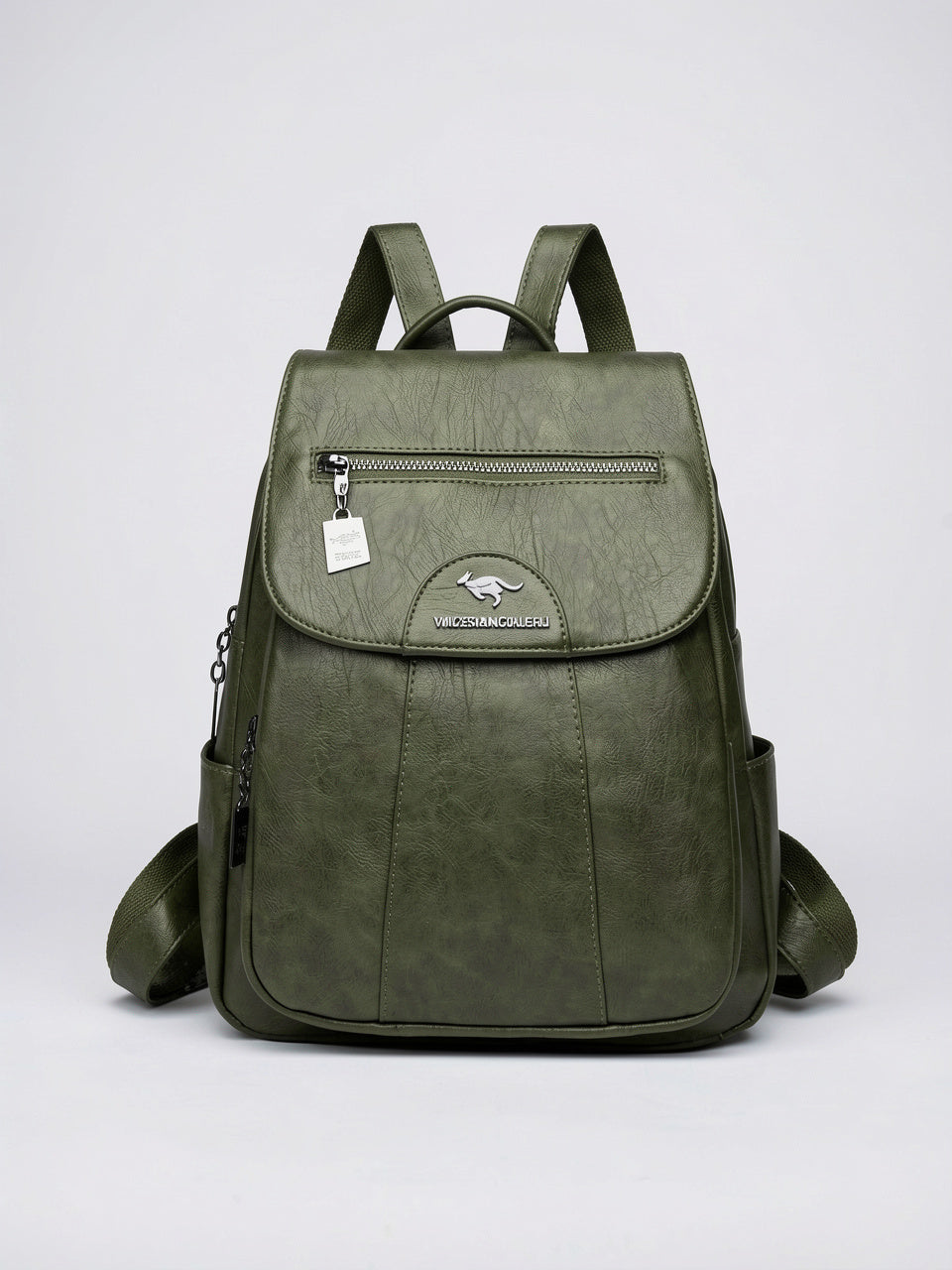 Théodora — Sac à dos femme cuir - Vert Cuir PU