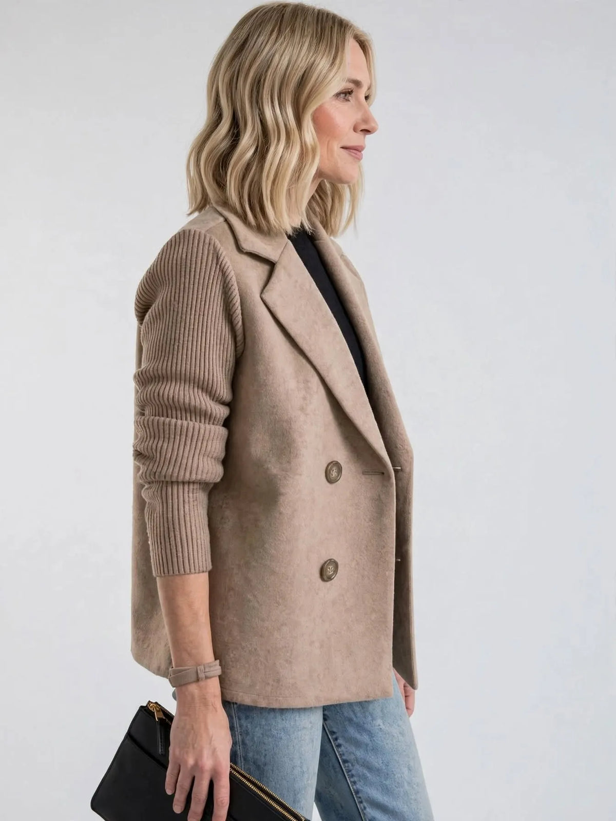 Manteau femme manches patchwork décontracté poches coton