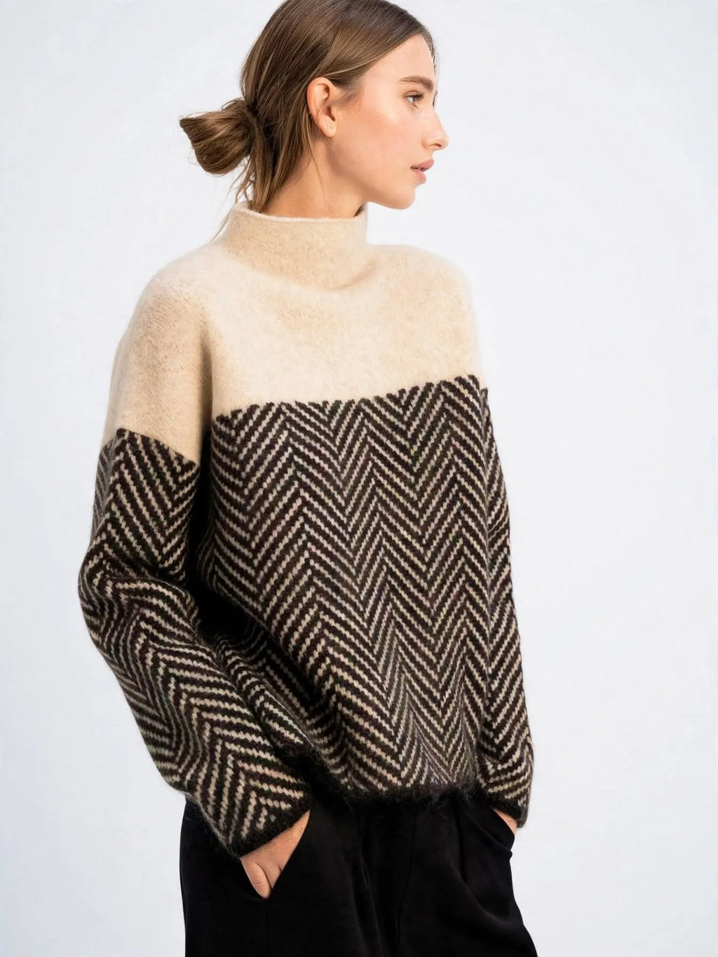 Pull Femme Col Cheminée Manches Longues Journées Fraîches