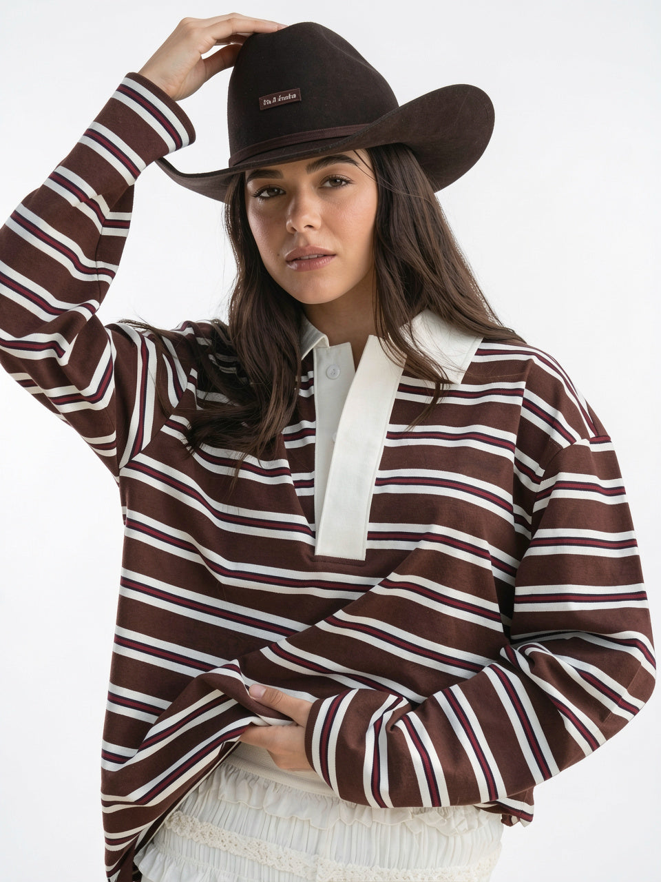 Top Femme Manches Longues Polo Rayé Coupe Régulière - 6