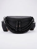 Tosca — Sac banane imitation croco à bandoulière - Noir