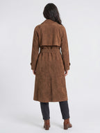Trench Coat Daim Quotidien Femme Ajusté Ceinturé - 5