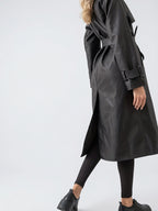 Trench-coat Long Femme Effet Cuir Ceinturé Mi-Saison Structuré - 4