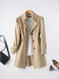 Trench Coat Long Pour Femmes Durable Confortable - Kaki M
