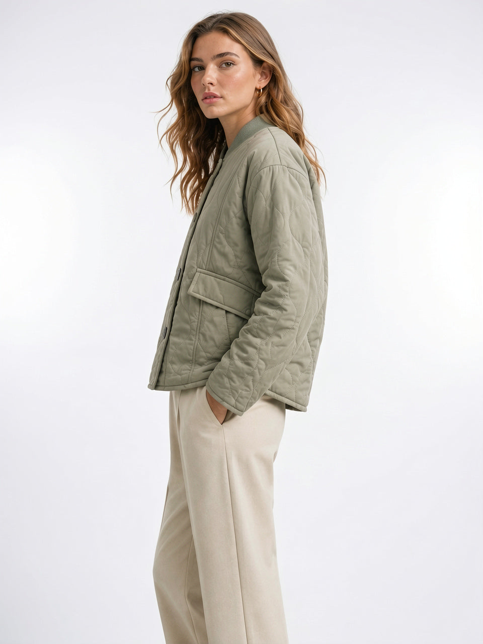 Trench Long Femme Ceinturé Classique Vêtement Extérieur Ajusté - Rose S