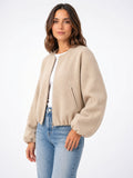 Veste Bomber Courte Mélange Laine Femme Zip Poches - 1
