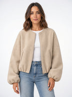 Veste Bomber Courte Mélange Laine Femme Zip Poches - 3
