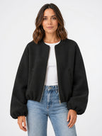 Veste Bomber Courte Mélange Laine Femme Zip Poches - 4