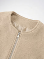 Veste Bomber Courte Mélange Laine Femme Zip Poches - 5