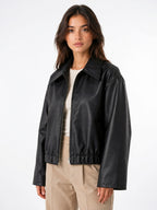 Veste Courte Simili Cuir Femme Coupe Relax Zip - 5