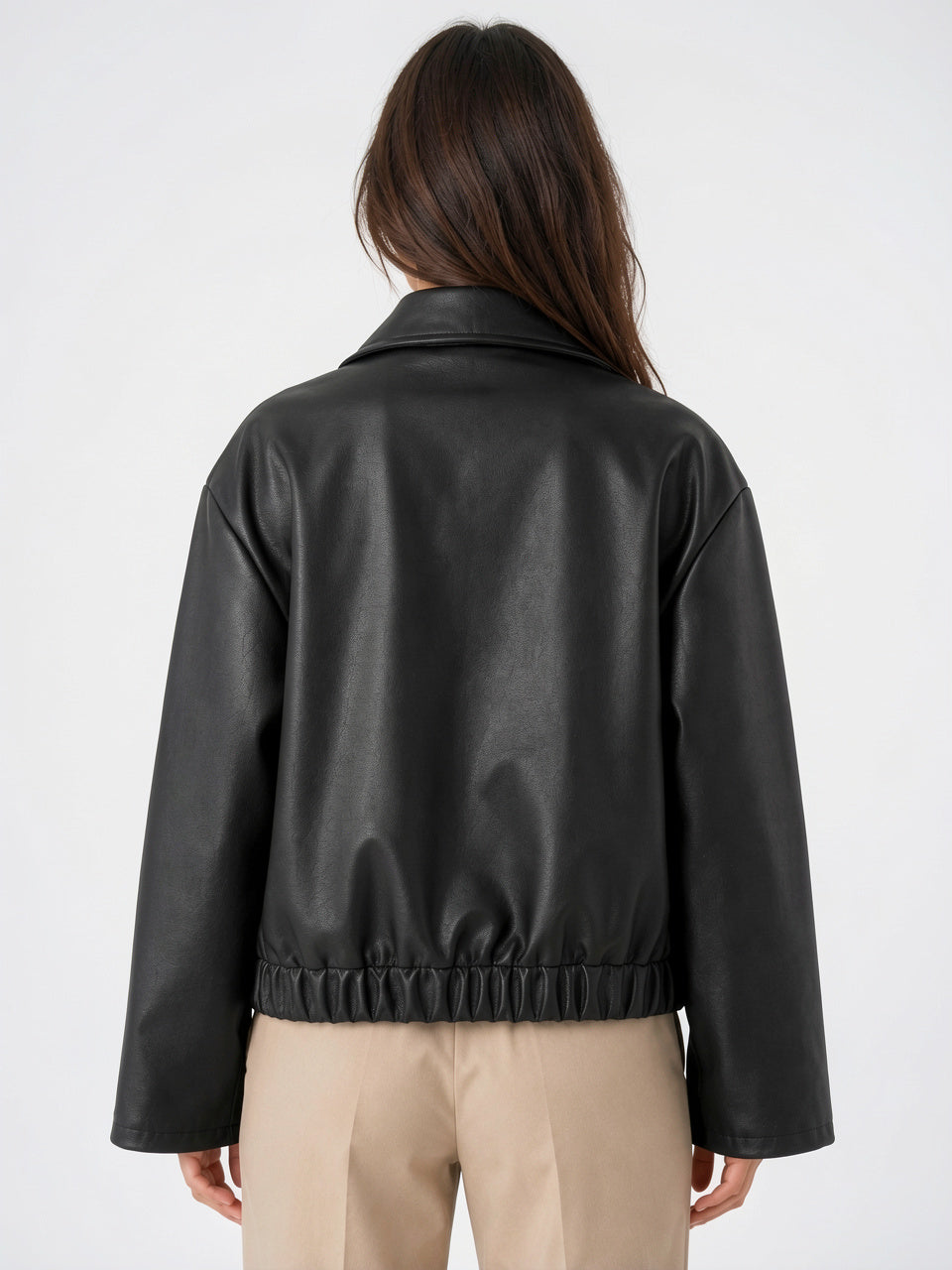 Veste Courte Simili Cuir Femme Coupe Relax Zip - 6