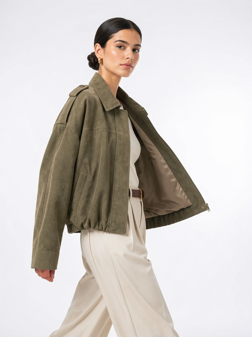 Veste Daim Femme Coupe Relax Vêtement Extérieur Raffiné - 2