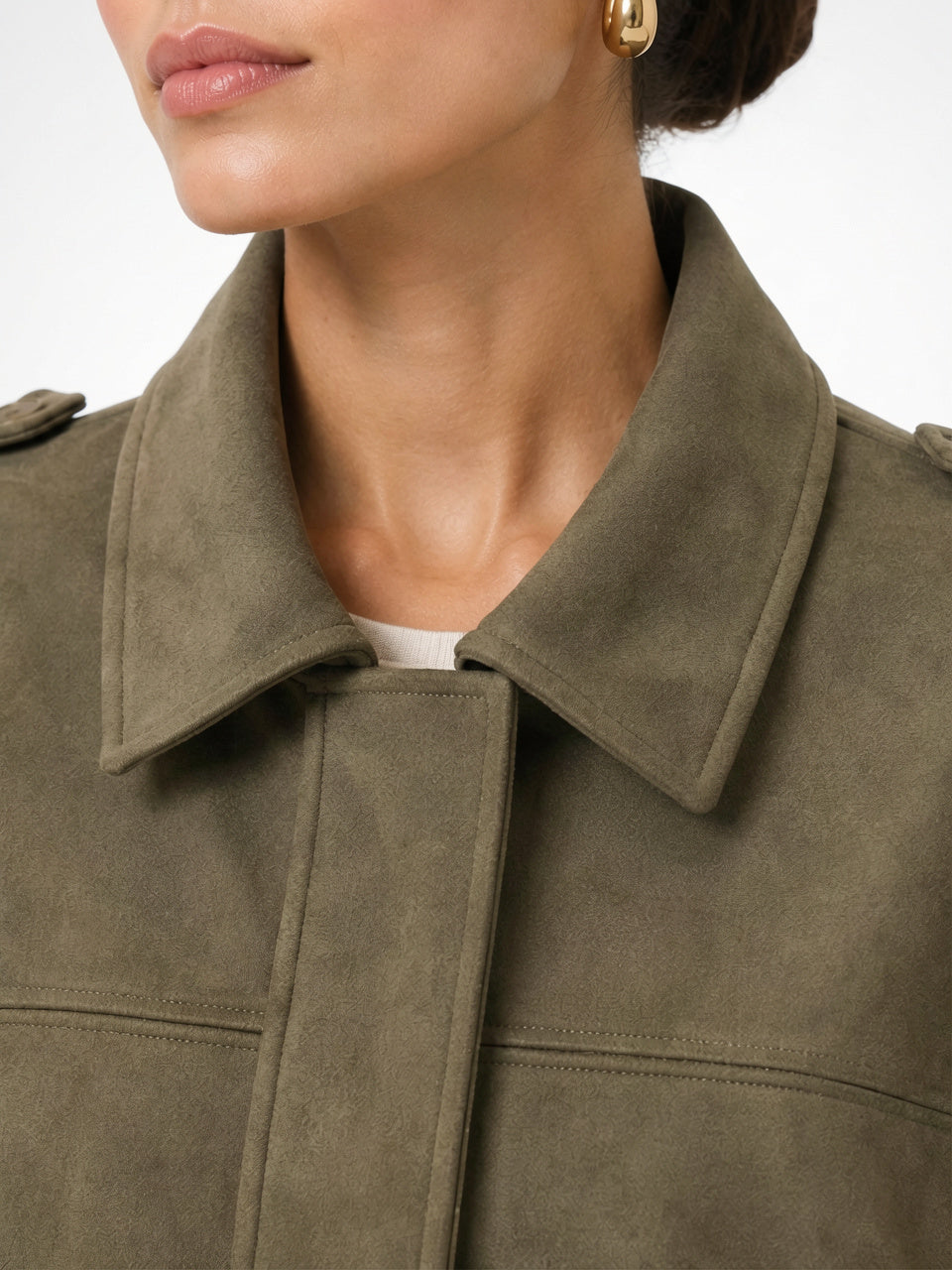 Veste Daim Femme Coupe Relax Vêtement Extérieur Raffiné - 3
