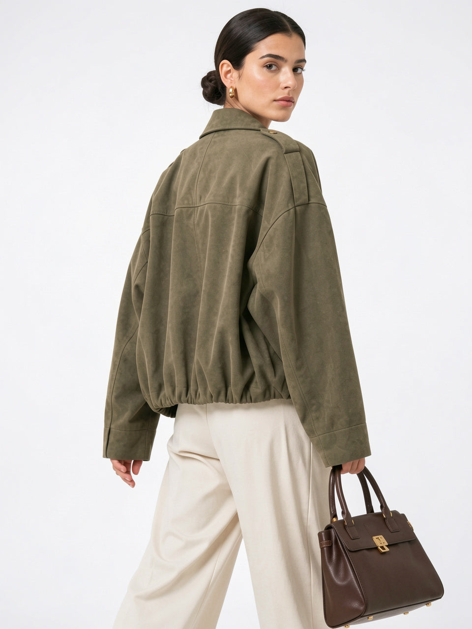 Veste Daim Femme Coupe Relax Vêtement Extérieur Raffiné - 4