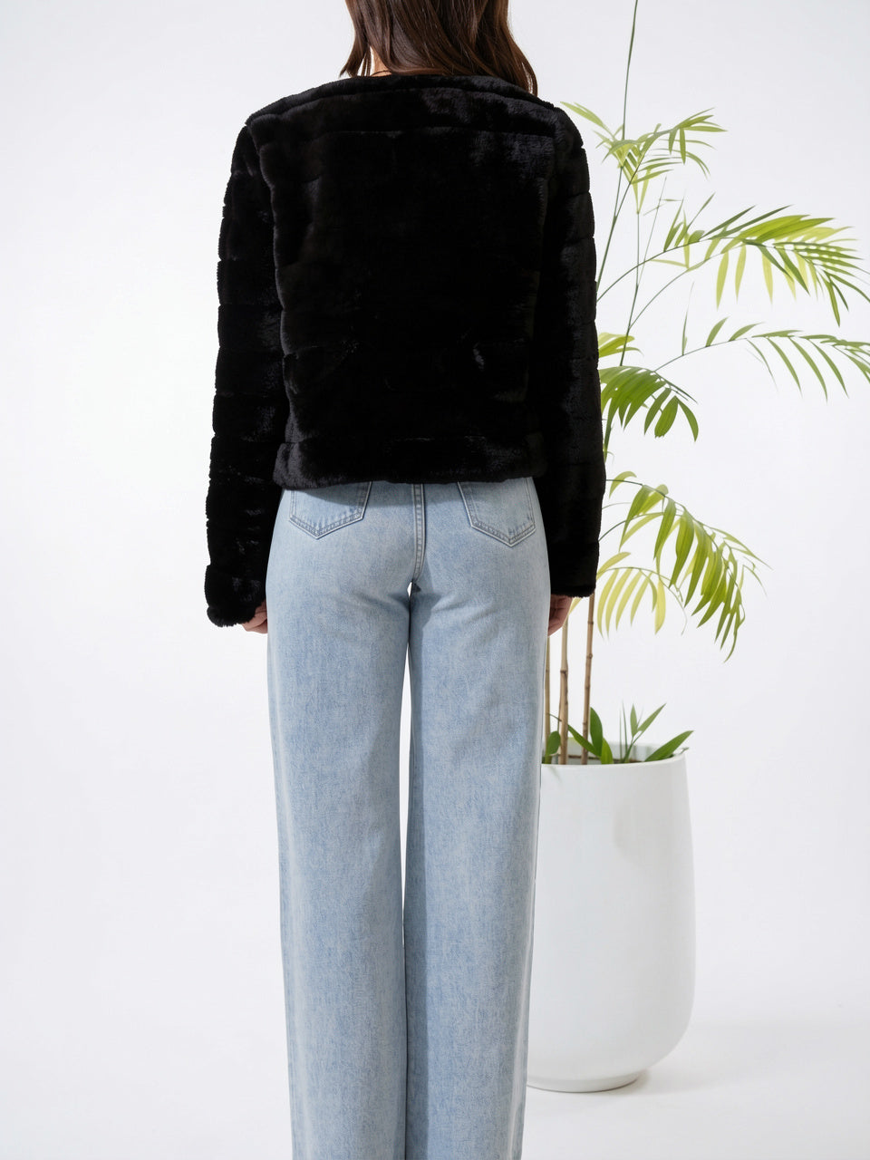 Veste Fausse Fourrure Femme Courte Devant Ouvert - 13
