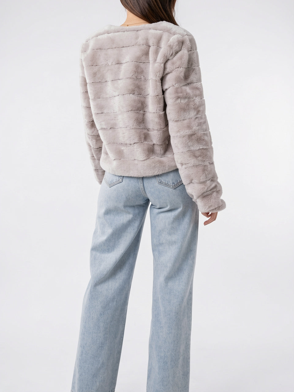 Veste Fausse Fourrure Femme Courte Devant Ouvert - 20
