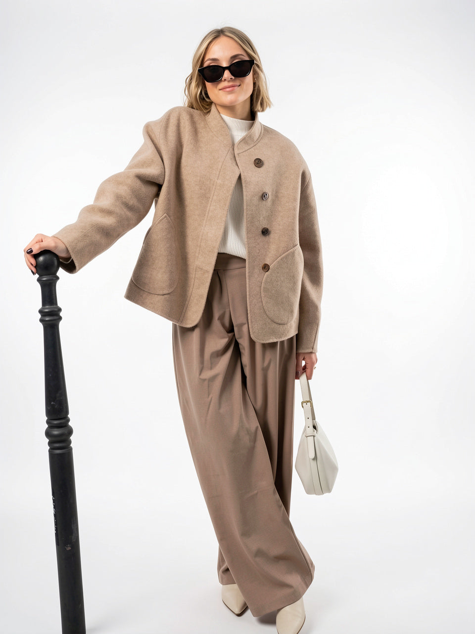 Veste Femme Automne Courte Laine Coupe Ample - 1