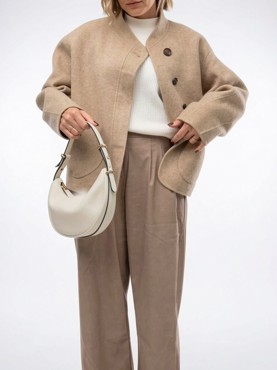 Veste Femme Automne Courte Laine Coupe Ample - 2