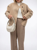 Veste Femme Automne Courte Laine Coupe Ample - 2