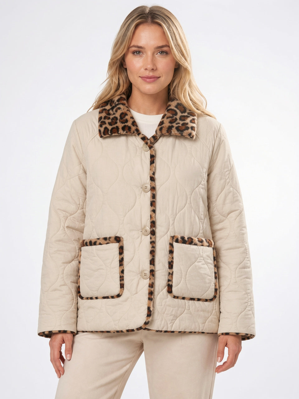 Veste Matelassée Imprimé Léopard Réversible Femme Coupe Relax - 2