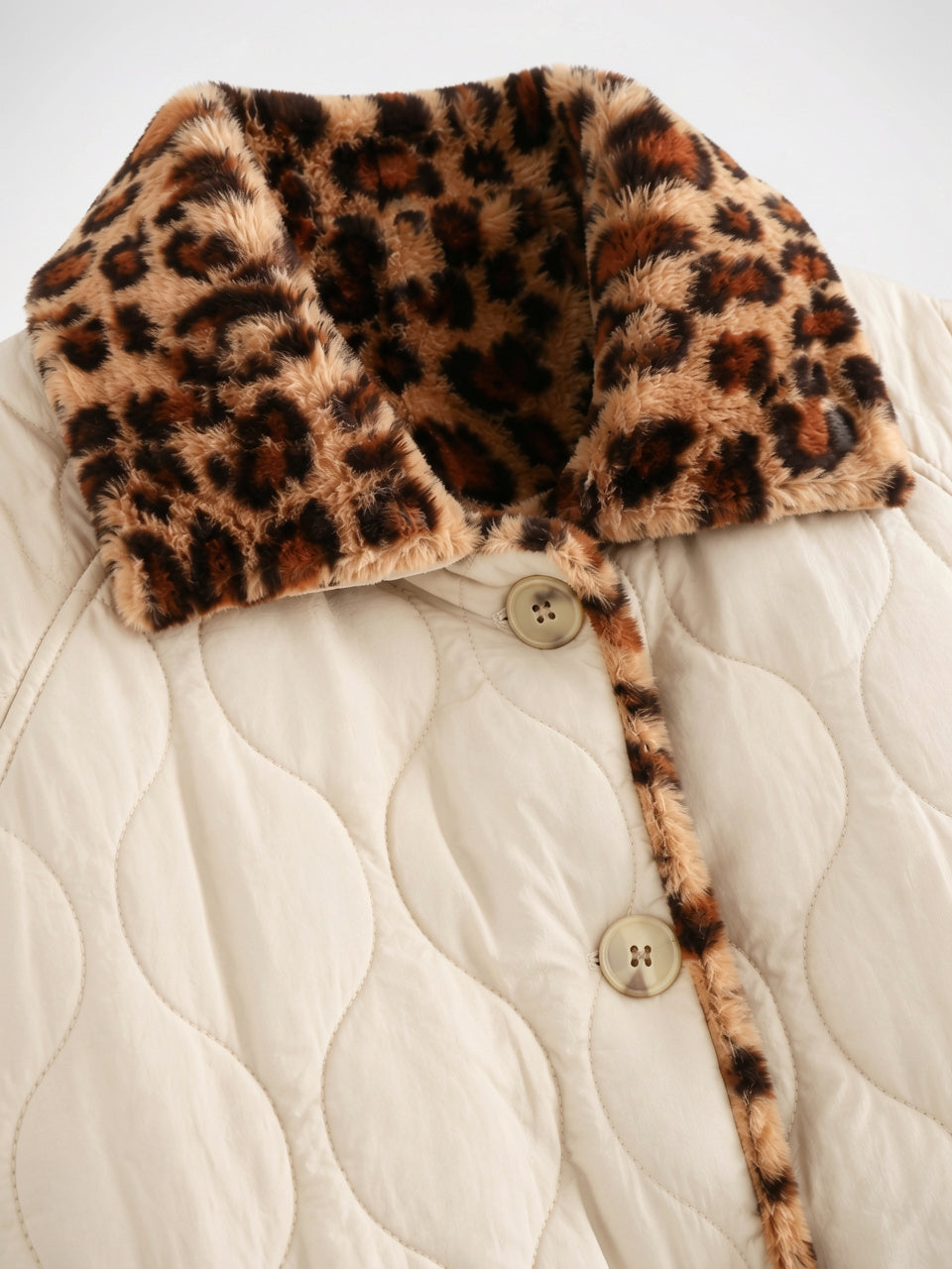 Veste Matelassée Imprimé Léopard Réversible Femme Coupe Relax - 6
