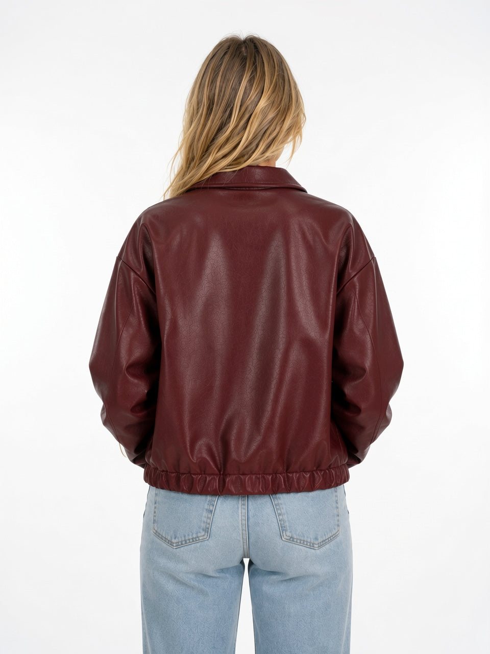 Veste Simili Cuir Femme Zip Poches Coupe Courte - 3