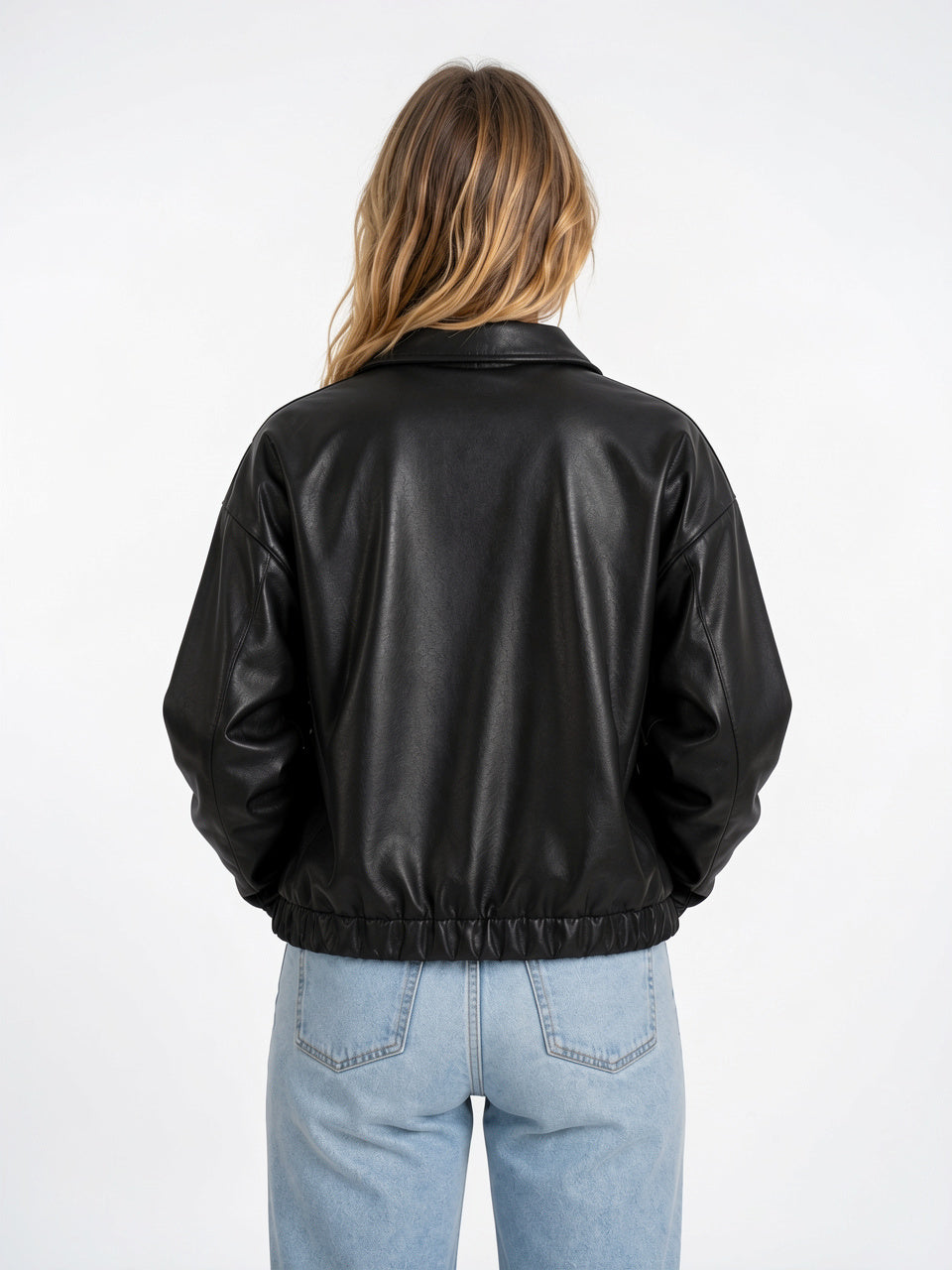 Veste Simili Cuir Femme Zip Poches Coupe Courte - 6